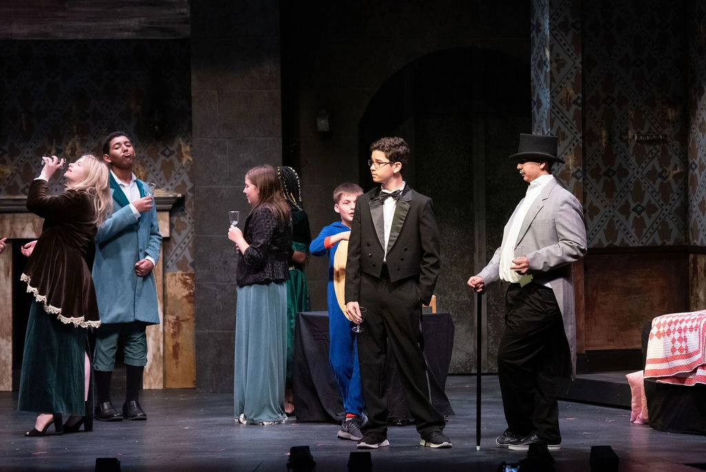 Students building sets